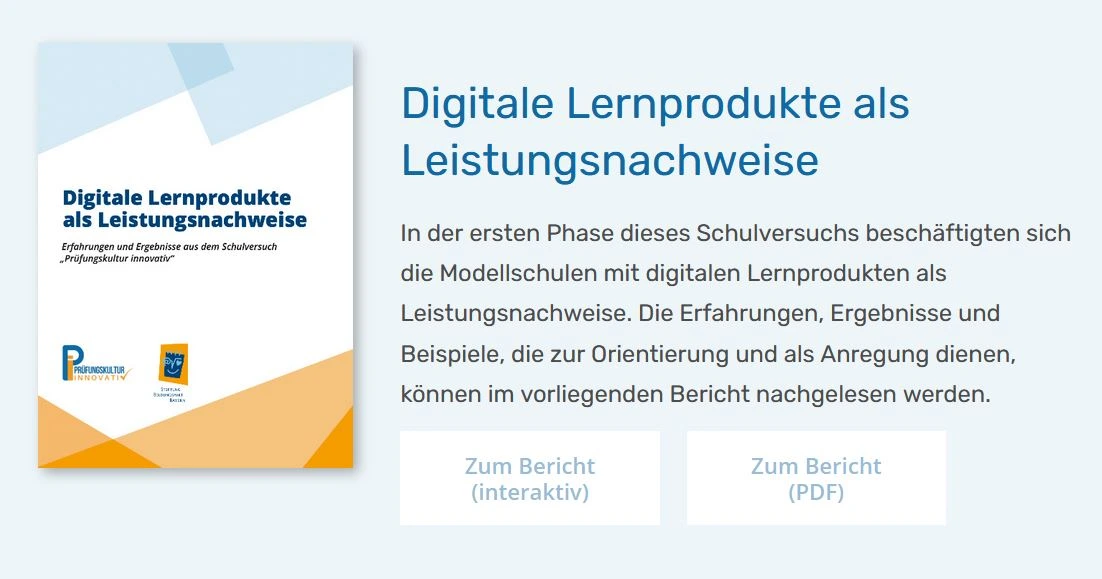 Informationsdarstellung zu digitalen Lernprodukten als Leistungsnachweise